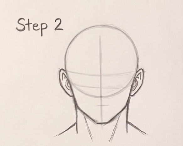 Step 2 - Adding ear placement, neck muscles, and jaw outline