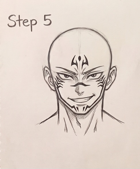 Step 5 - Adding forehead cursed symbol and pupil details