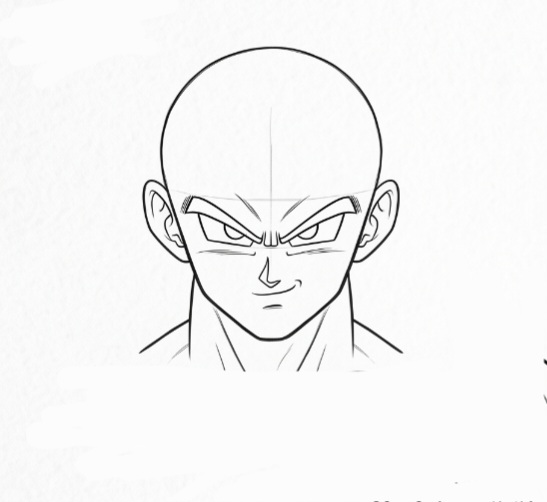 Inking Goku eyes and sharp facial features