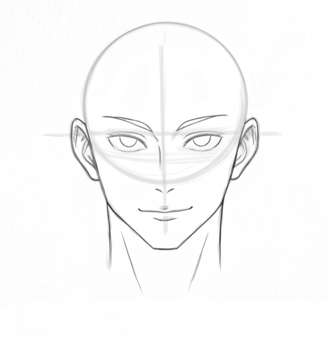 Step 4 mapping Gojo's underlying anime eyes and eyebrows for correct proportioning