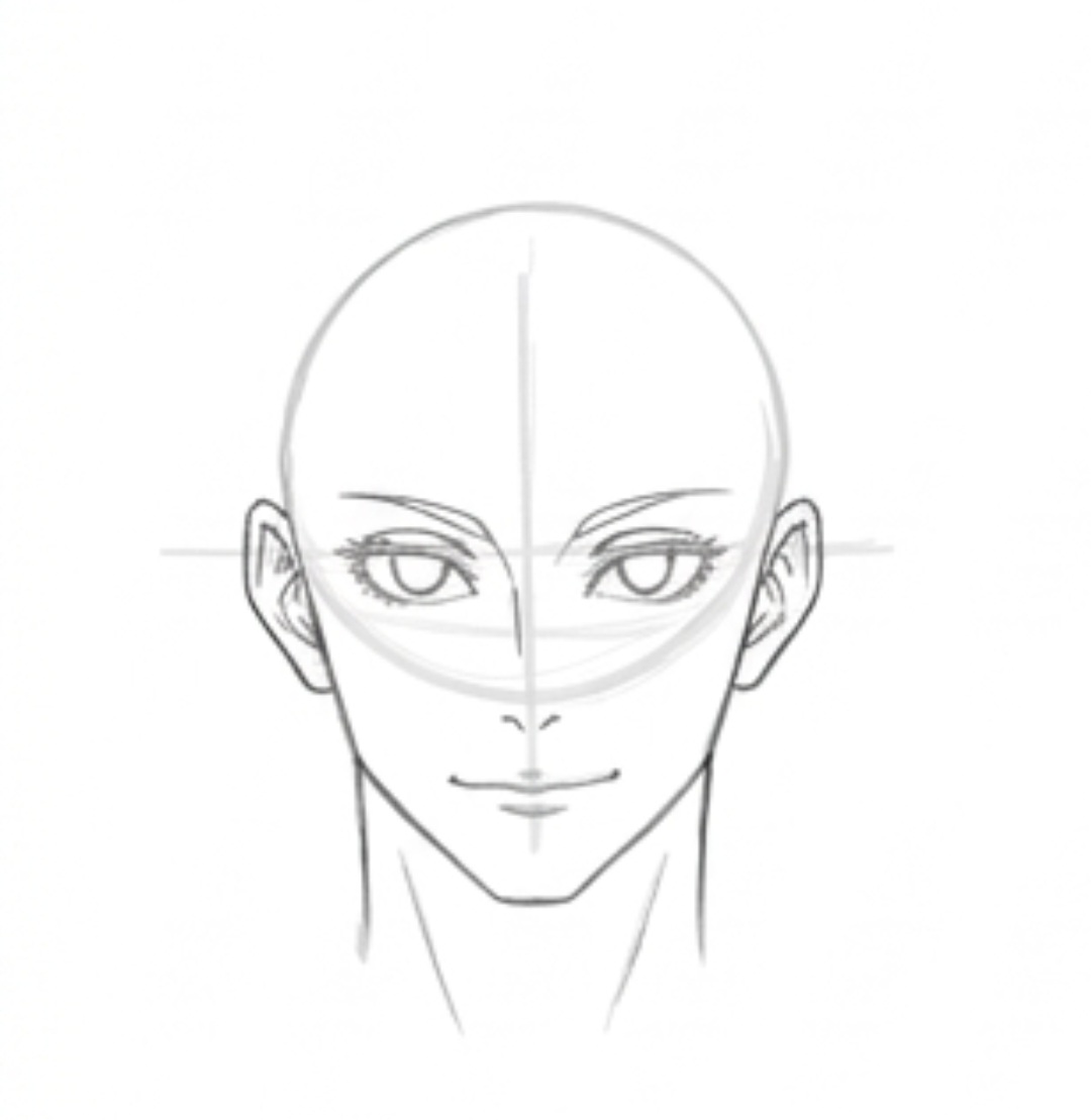 Step 5 detailing upper thick eyelashes and eyelid creases on Gojo's eyes