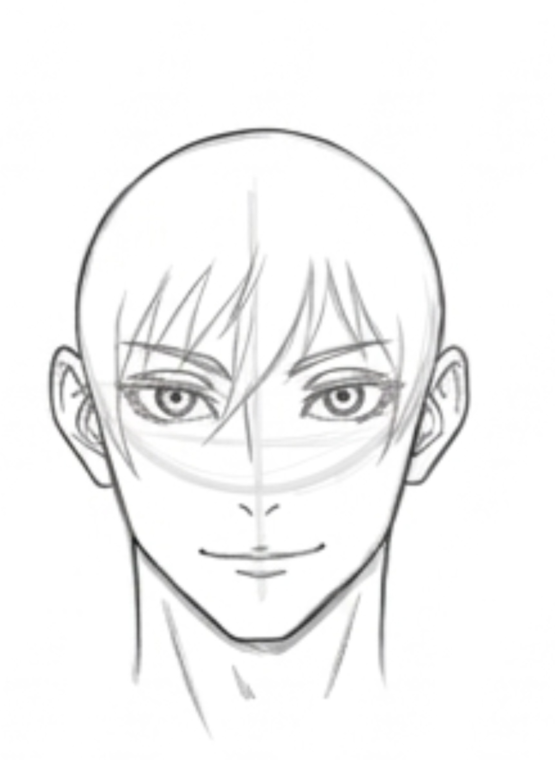 Step 7 sketching front bangs falling across Gojo's forehead and brow area