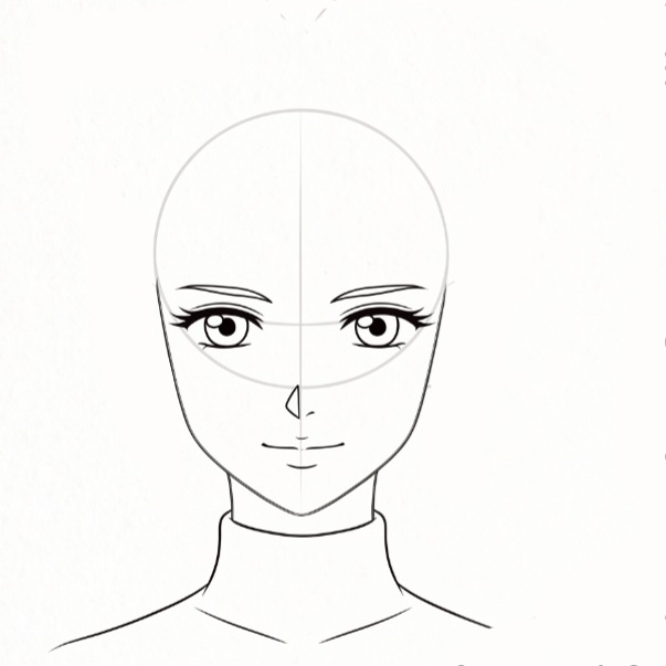 Step 4 refining facial jawline and high collar shirt outline.