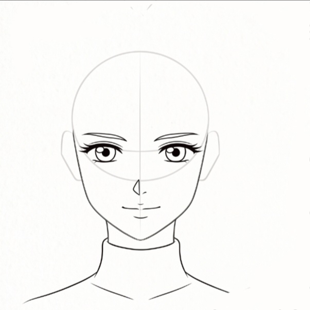 Step 5 adding ears aligned with eyes and nose base.