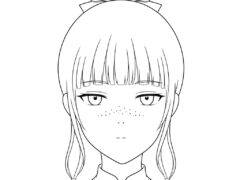 Final inked line art showing how to draw Maomao face