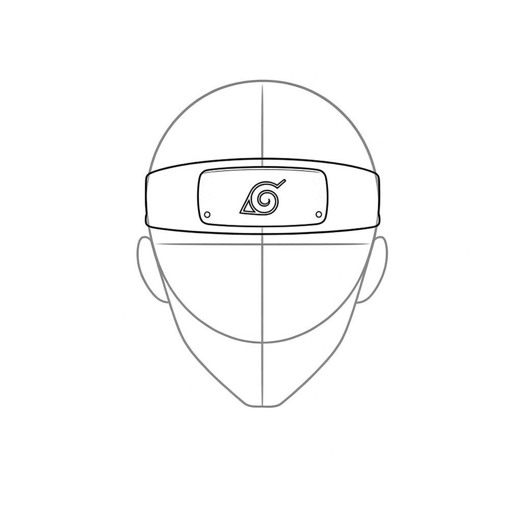 Draw the wide cloth band and metal plate with the Leaf spiral and one rivet near each lower corner