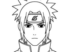 Ink the lines to finish how to draw Sasuke Uchiha face, guides erased