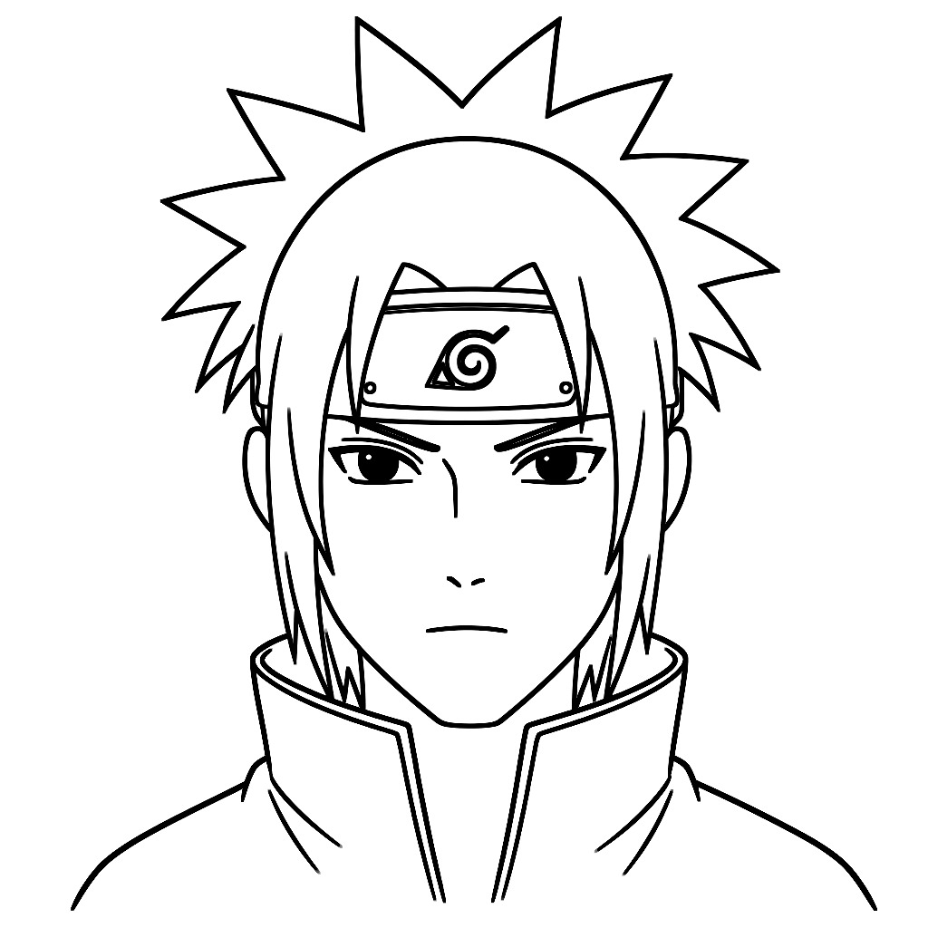Ink the lines to finish how to draw Sasuke Uchiha face, guides erased
