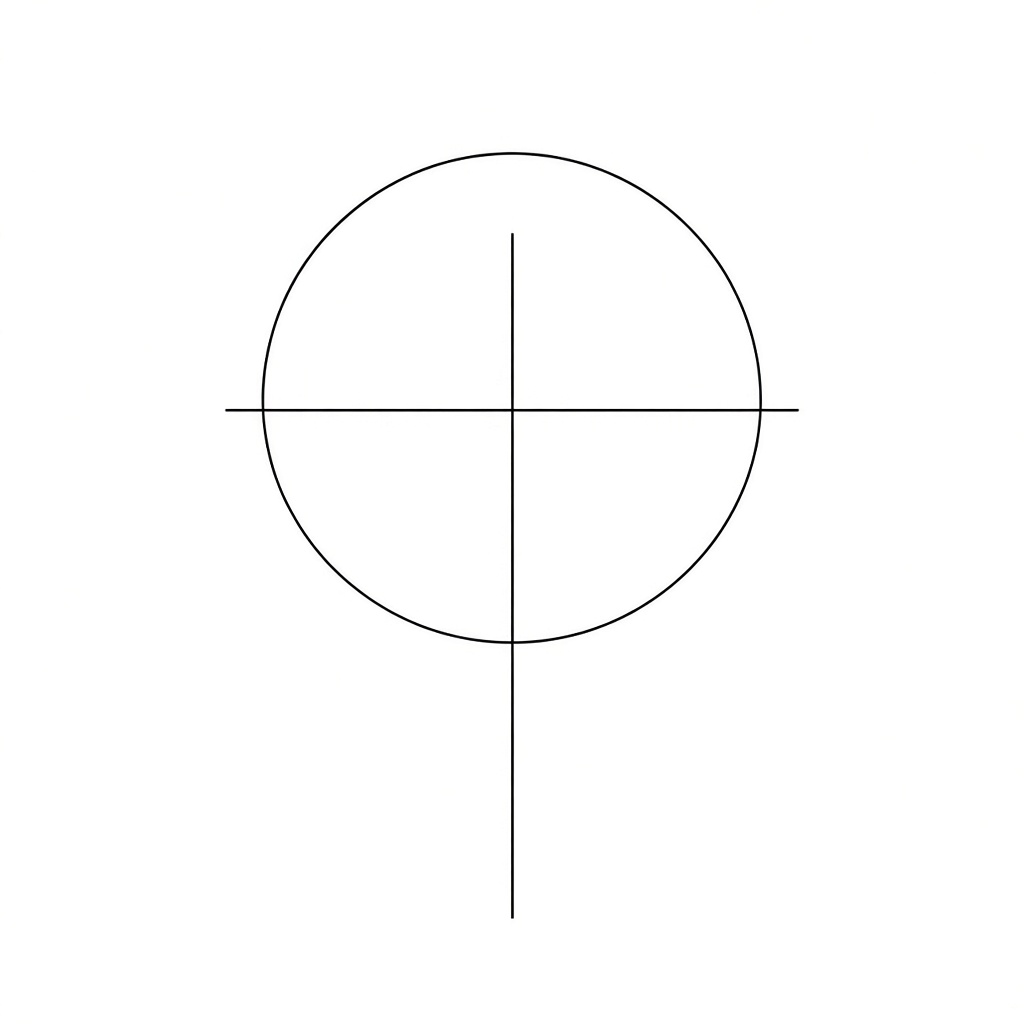 Drawing a head circle with centre and eye guidelines for Vegeta face